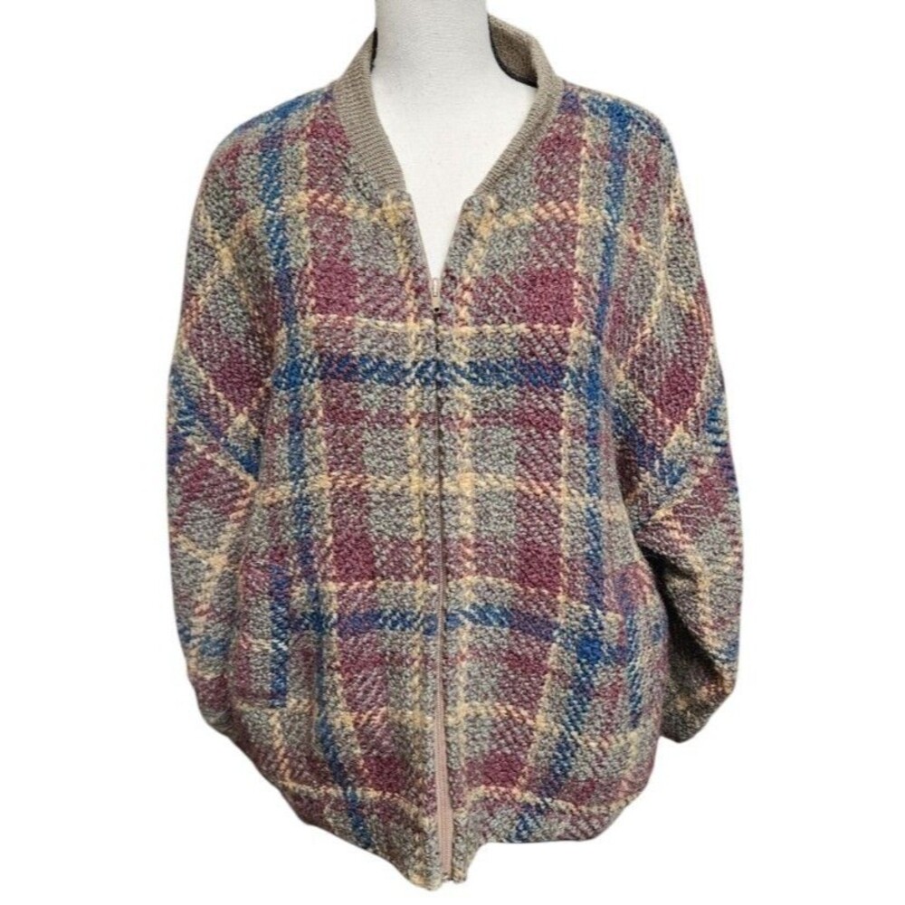 Boyne Valley Weavers of Ireland Wool Full Zip Jacket Size L/XL Vintage